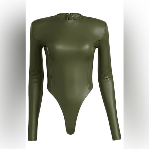 ADIDAS IVY PARK Halls of Ivy Faux Leather Bodysuit NWT - Picture 4 of 8